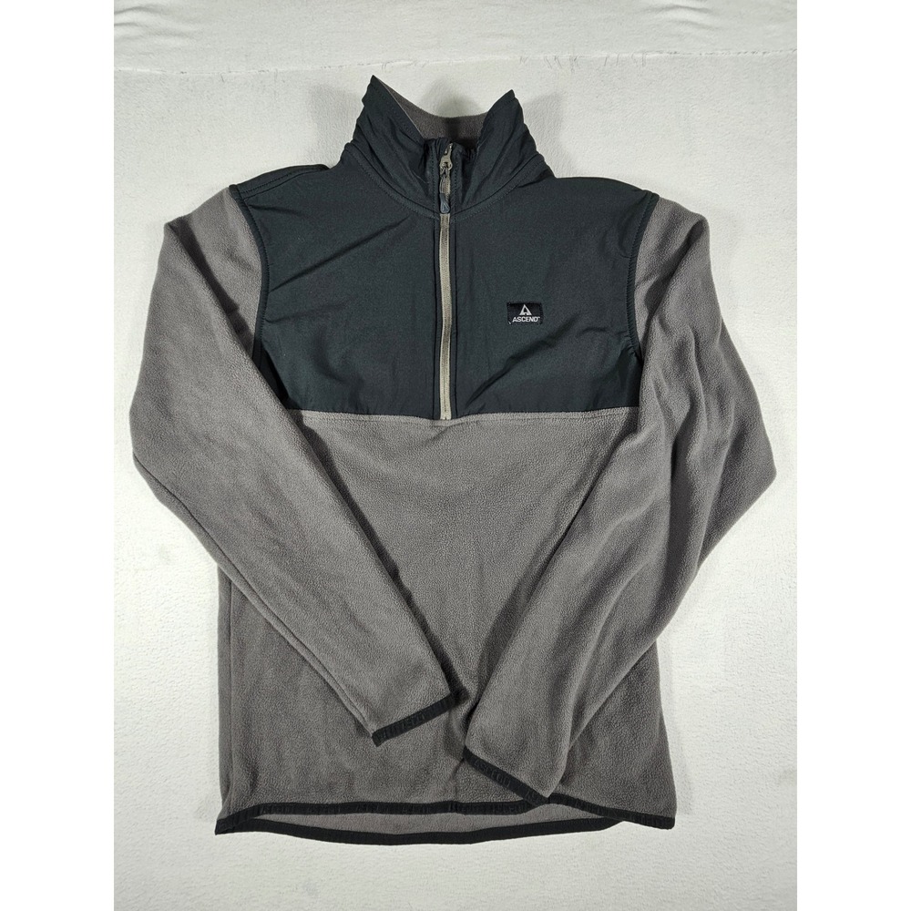 Ascend Mens Quarter Zip Fleece Pullover Grey Black 617ACF22-8520K Small